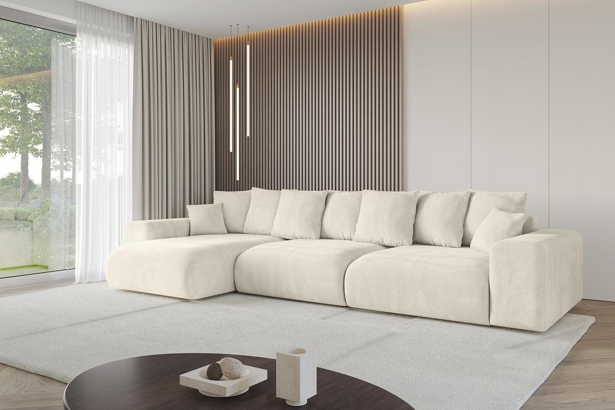 ECKSOFA Ottomane links ESKAR-L2 364x176x72 Cappuccino Velours - Schwarz/Cappuccino, Holzwerkstoff/Kunststoff (364/176cm) - ALTDECOR