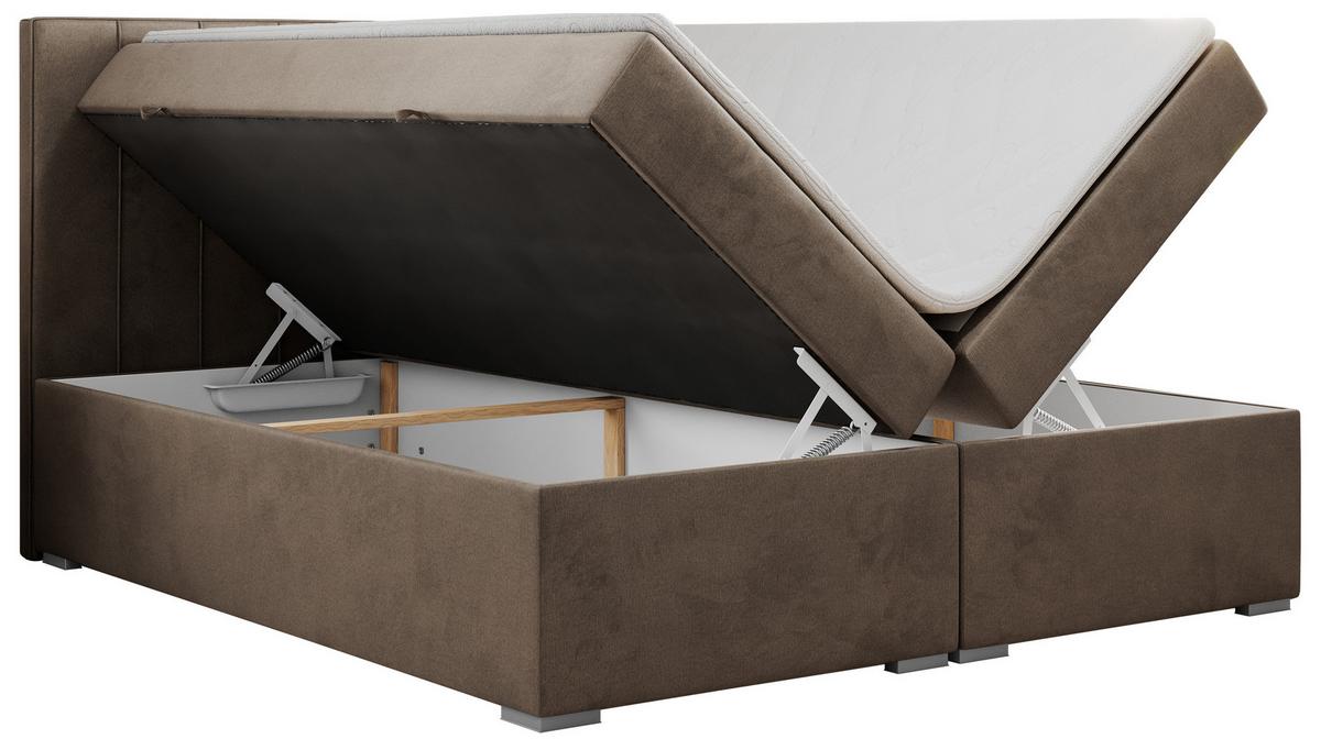 BOXBETT ALLY 160/200 Braun Velvet - H3 - Braun, Holz/Textil (160/200cm) - MKS