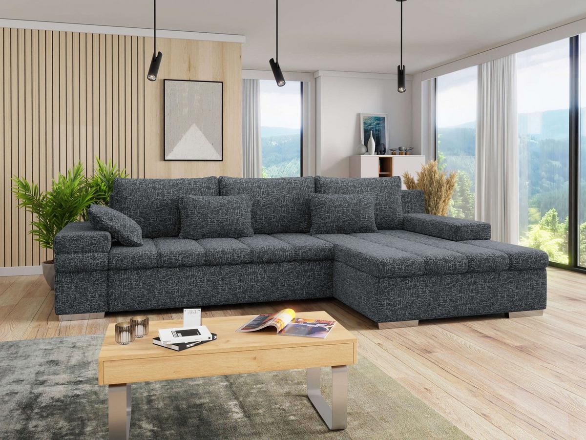 ECKSOFA Bangkok, Seite: Rechts - Greige/Silberfarben, Holz/Textil (310/175cm) - MIRJAN24