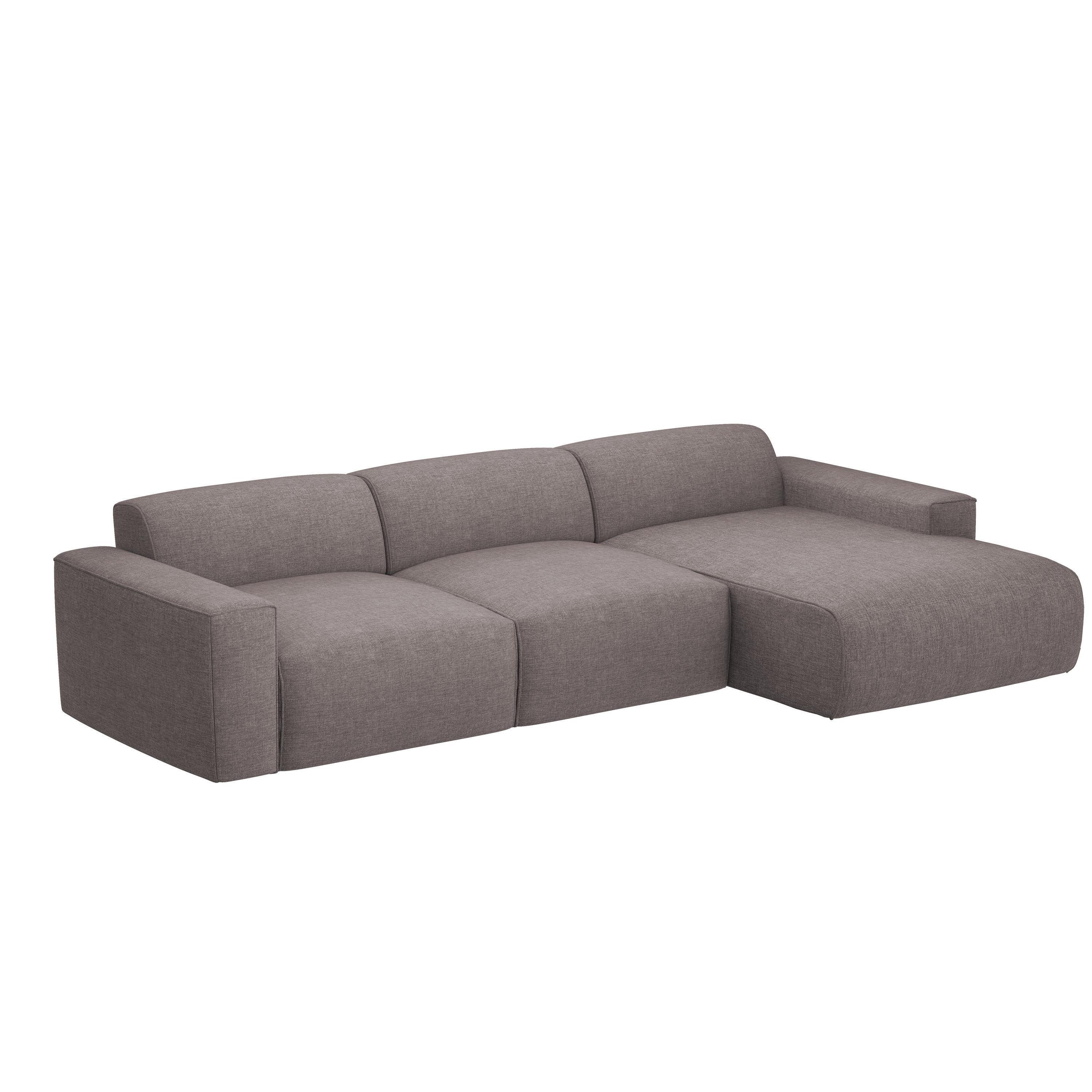 ECKSOFA DOVE Rechts Chenille-Stoff in Beige-Grau - Greige, Kunststoff/Textil (313/162cm) - Idohome