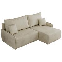 ECKSCHLAFSOFA ARPA L Beige Velvet - rechts - Beige/Schwarz, Kunststoff/Textil (150/198cm) - MKS