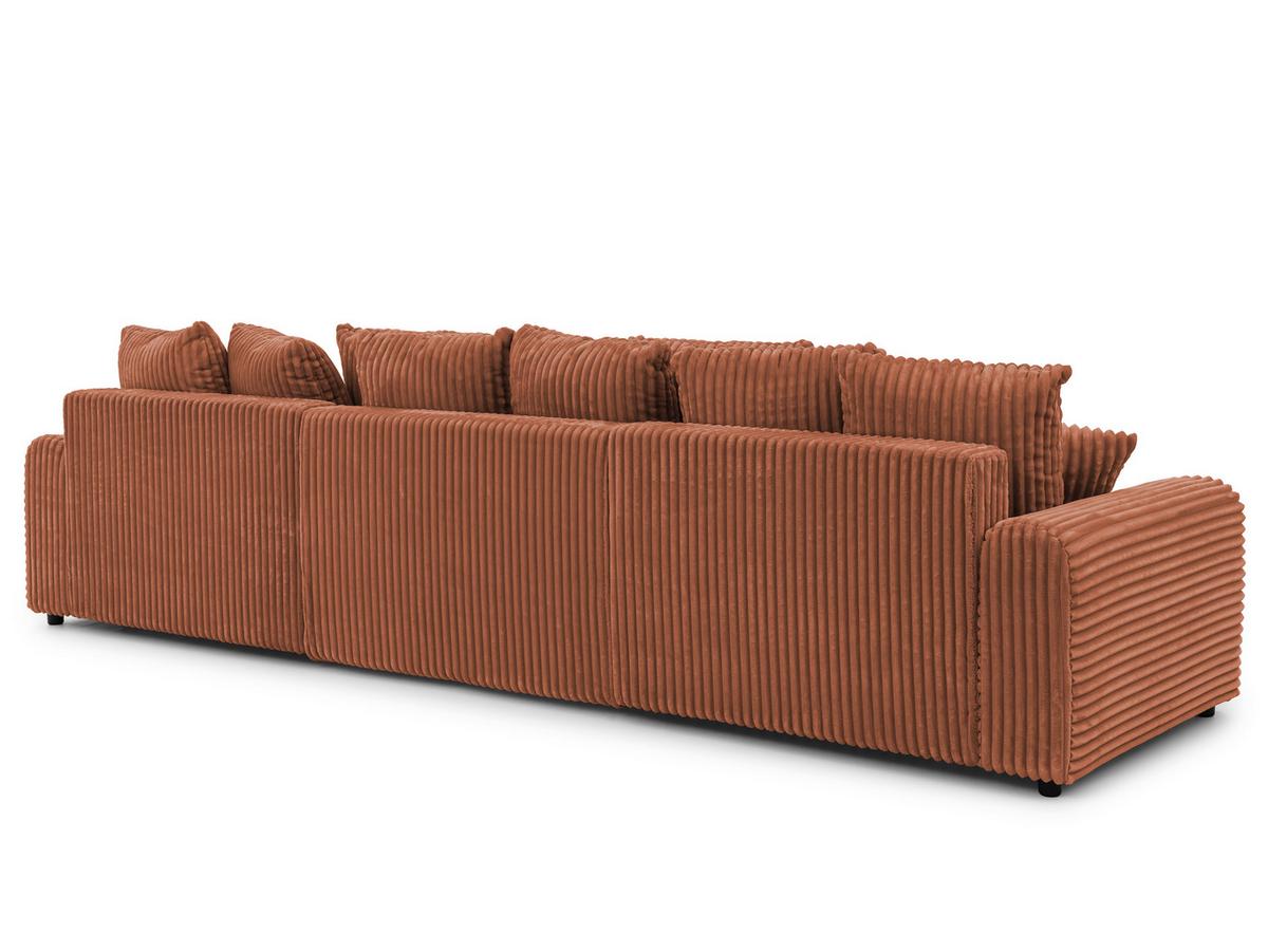 WOHNLANDSCHAFT Calma mit Schlaffunktion und Bettkasten im Bumpy-Design aus weichem Terrakotta Plüschcord - Beige/Terracotta, Holz/Textil (336/88/140cm) - S-Style