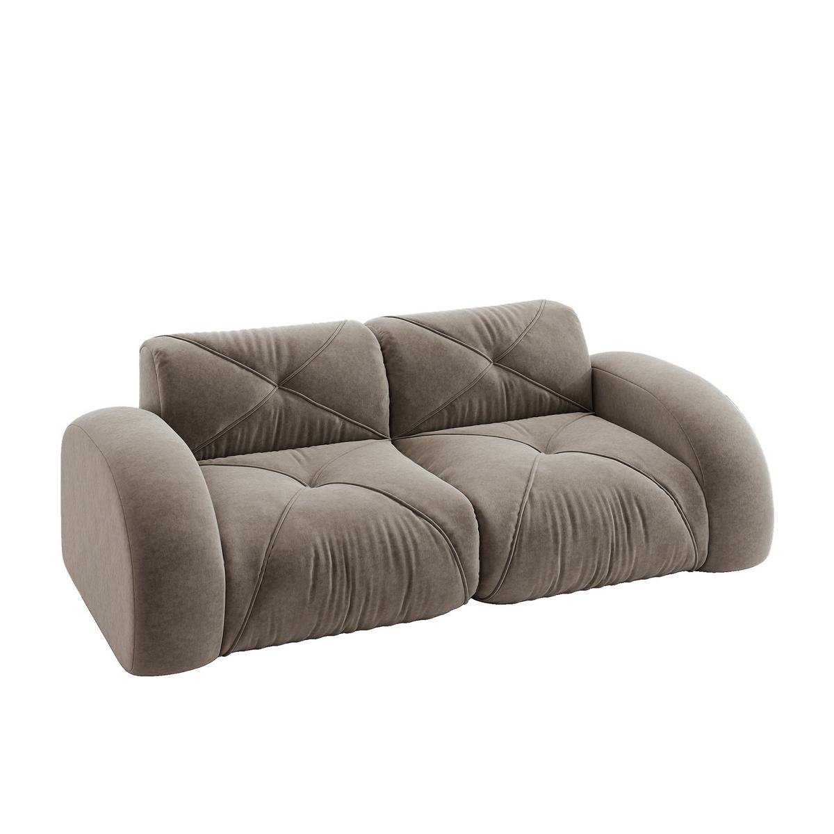 2-SITZER SOFA chenille modular & montagefrei - Walnussfarben, Textil (204/76/95cm) - Urban Meuble