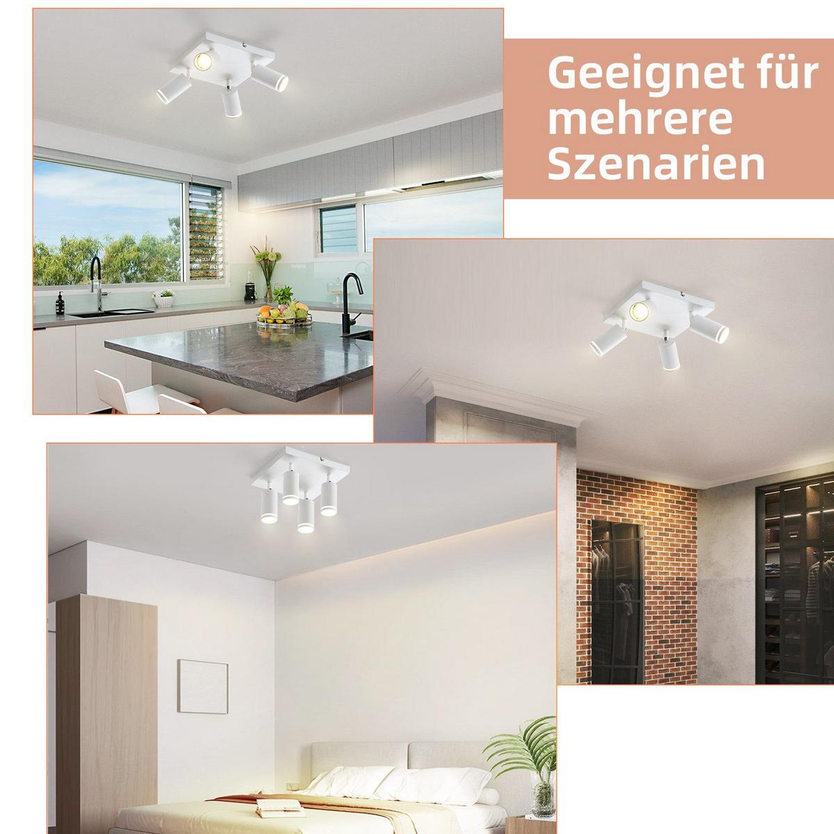 DECKENSTRAHLER Adelebsen 4-flammig 25/25/17 cm - Weiß, Metall (25/25/17cm) - Nettlife