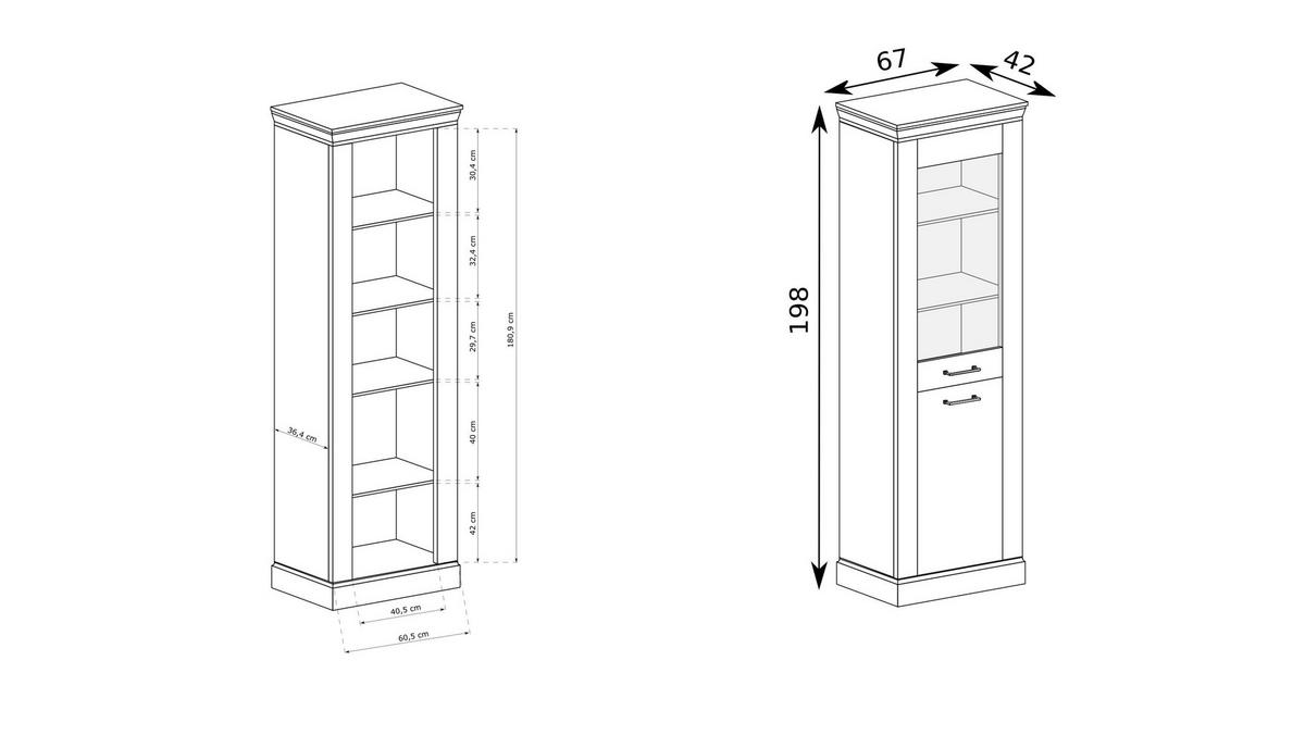 VITRINE DESIO 198 / 67 cm in Eichefarben - Eichefarben, Holzwerkstoff (67/198/42cm) - MASSENO
