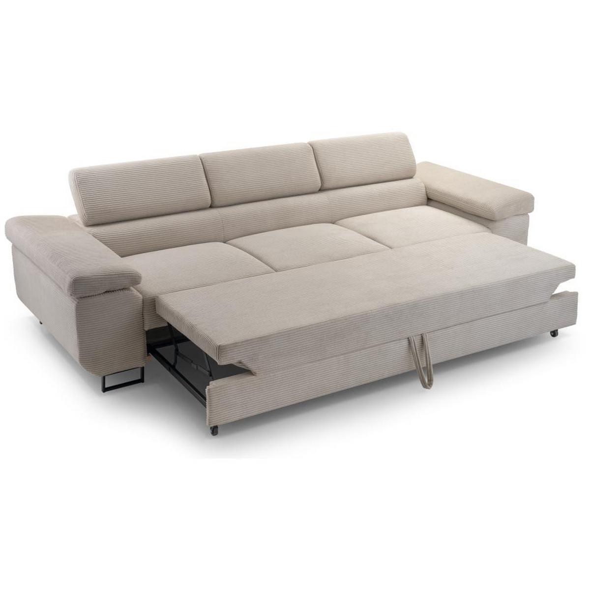 3-SITZERSOFA mit Schlaffunktion Navio hellgrau - Hellgrau/Schwarz, Textil (274/90/98cm) - Beautysofa