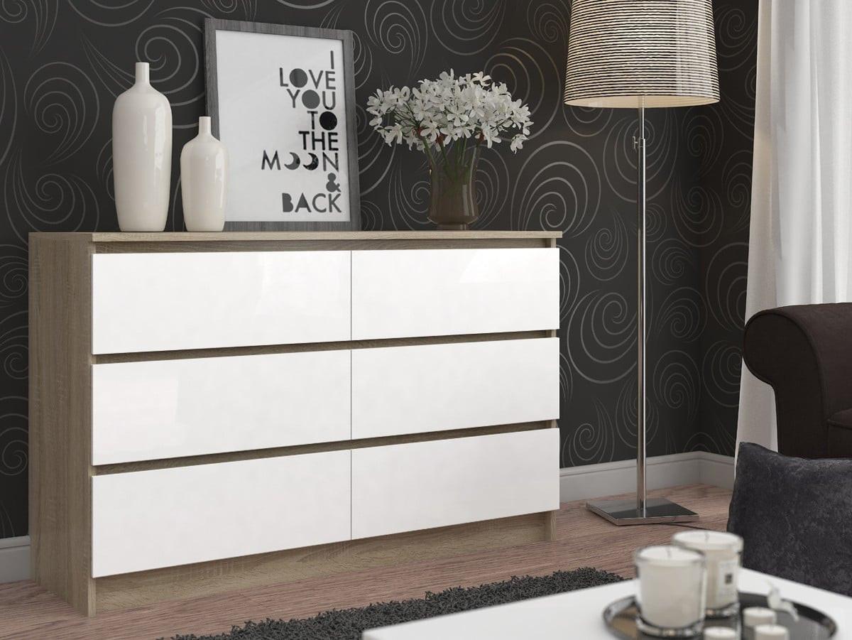 KOMMODE Eiche Sonoma, Weiß 77/120/40 - Weiß, Holzwerkstoff (120/77/40cm) - RAUMHIRSCH FURNITURE