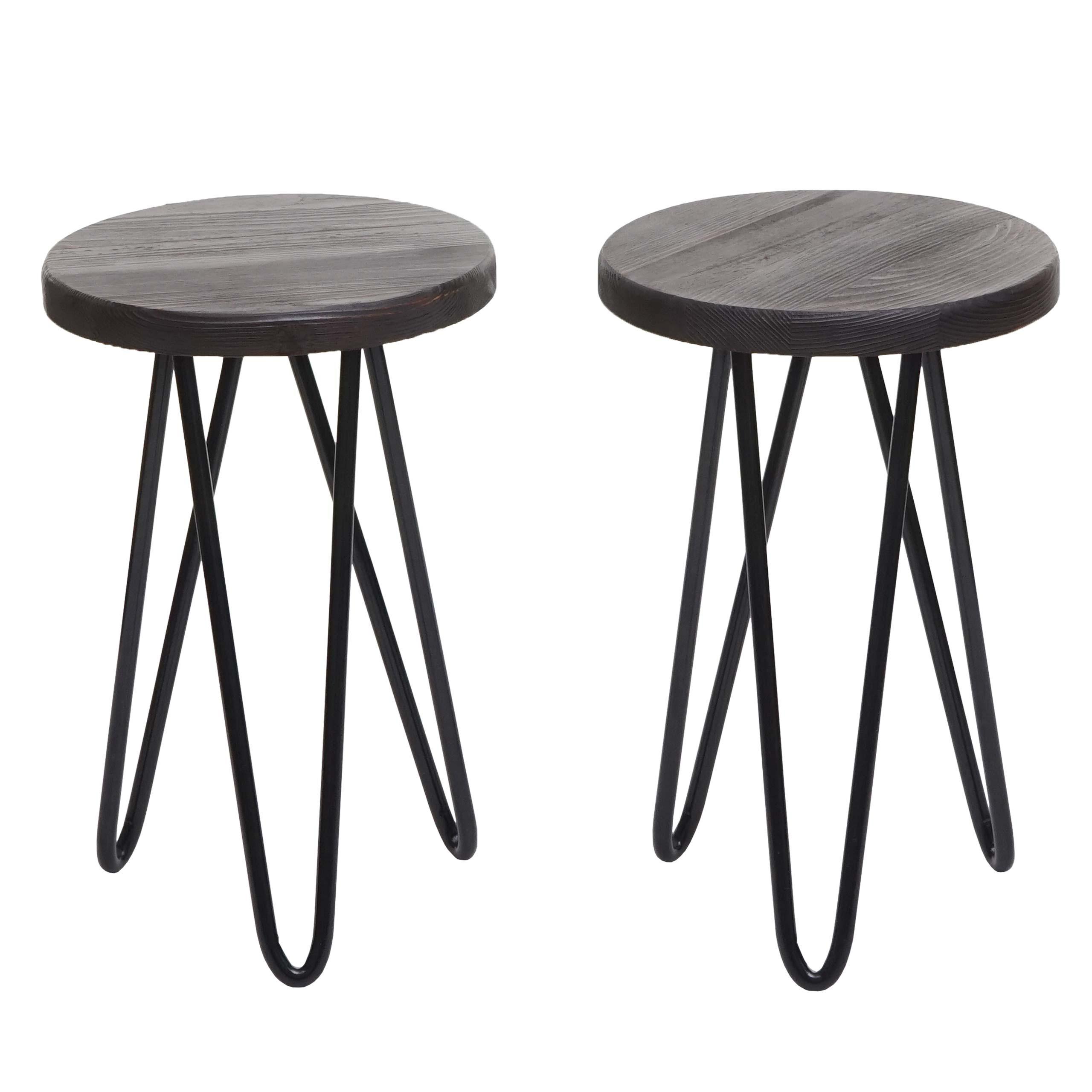 BEISTELLTISCH rund Dunkelbraun, Schwarz 2er-Set - Dunkelbraun/Schwarz, Holz (25/25/40cm) - MCW