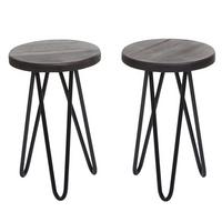 BEISTELLTISCH rund Dunkelbraun, Schwarz 2er-Set - Dunkelbraun/Schwarz, Holz (25/25/40cm) - MCW
