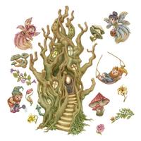 WANDAUFKLEBER 80x106cm - Feenwaldwesen - Multicolor, Kunststoff (80/106/0.1cm) - Wallfluent