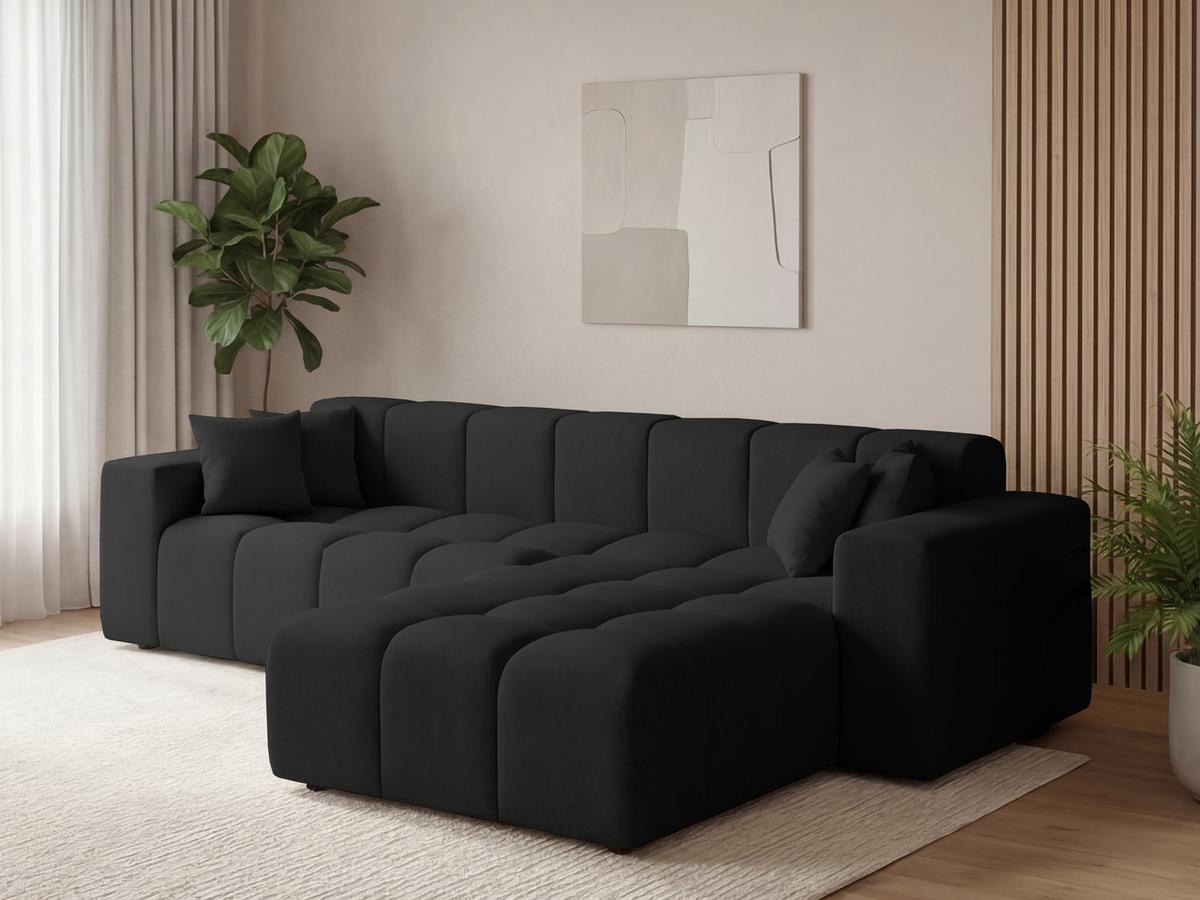 ECKSOFA Loopo Schwarz Rechts - Schwarz, Holz/Textil (265/180cm) - Graingold
