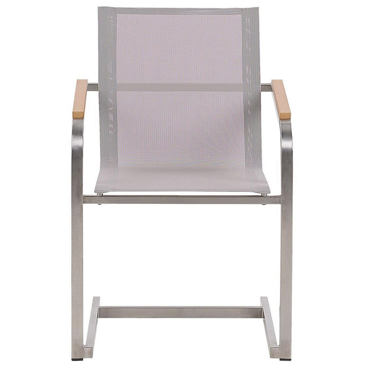 GARTENMÖBEL SET 4-Sitzer Keramik-Glas weiß Textil beige Cosoleto - Beige/Silberfarben, Glas - Beliani