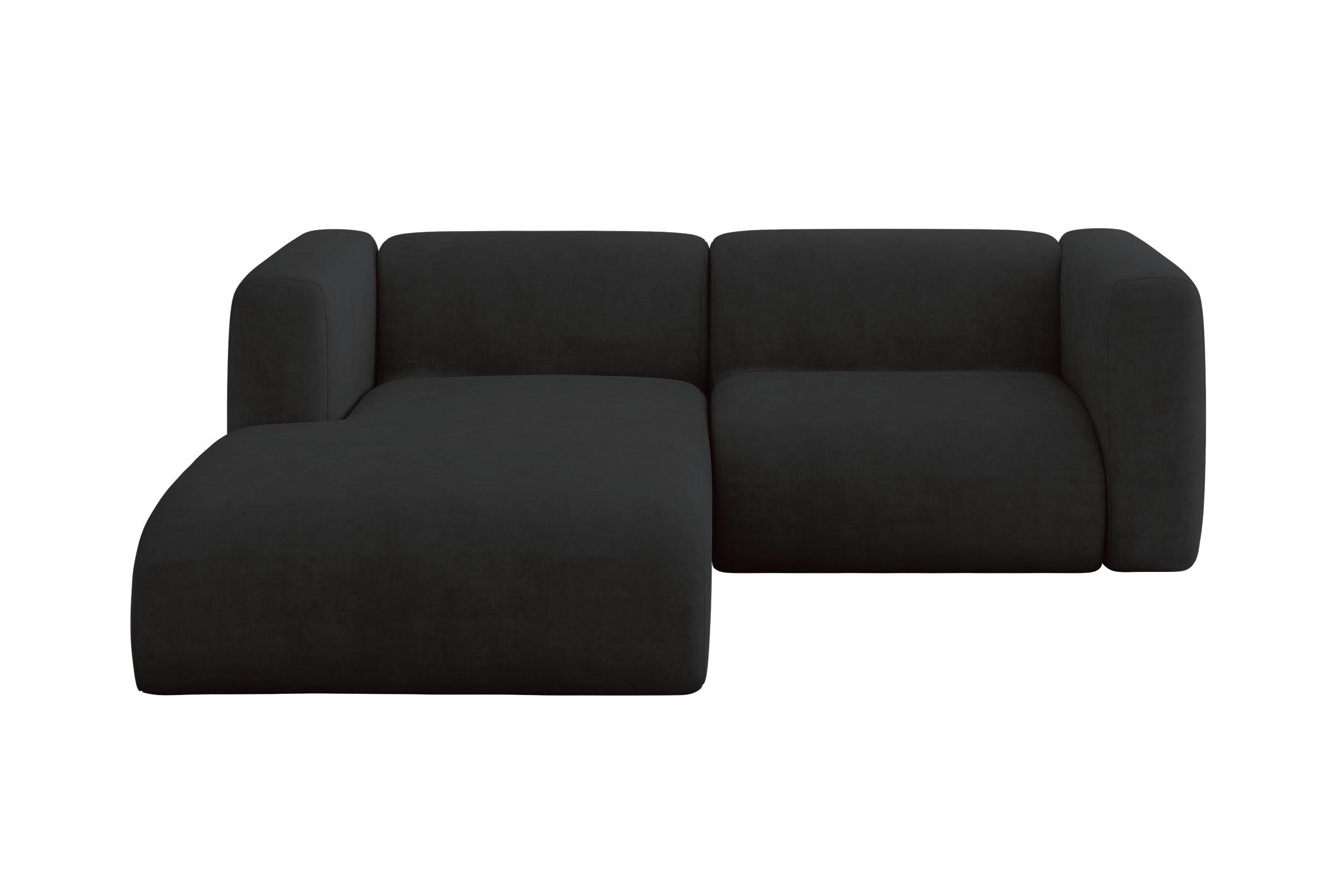 ECKSOFA Ottomane Links MIRA-L1 227x179x89 Schwarz Velours - Anthrazit/Schwarz, Holzwerkstoff/Kunststoff (227/179cm) - ALTDECOR