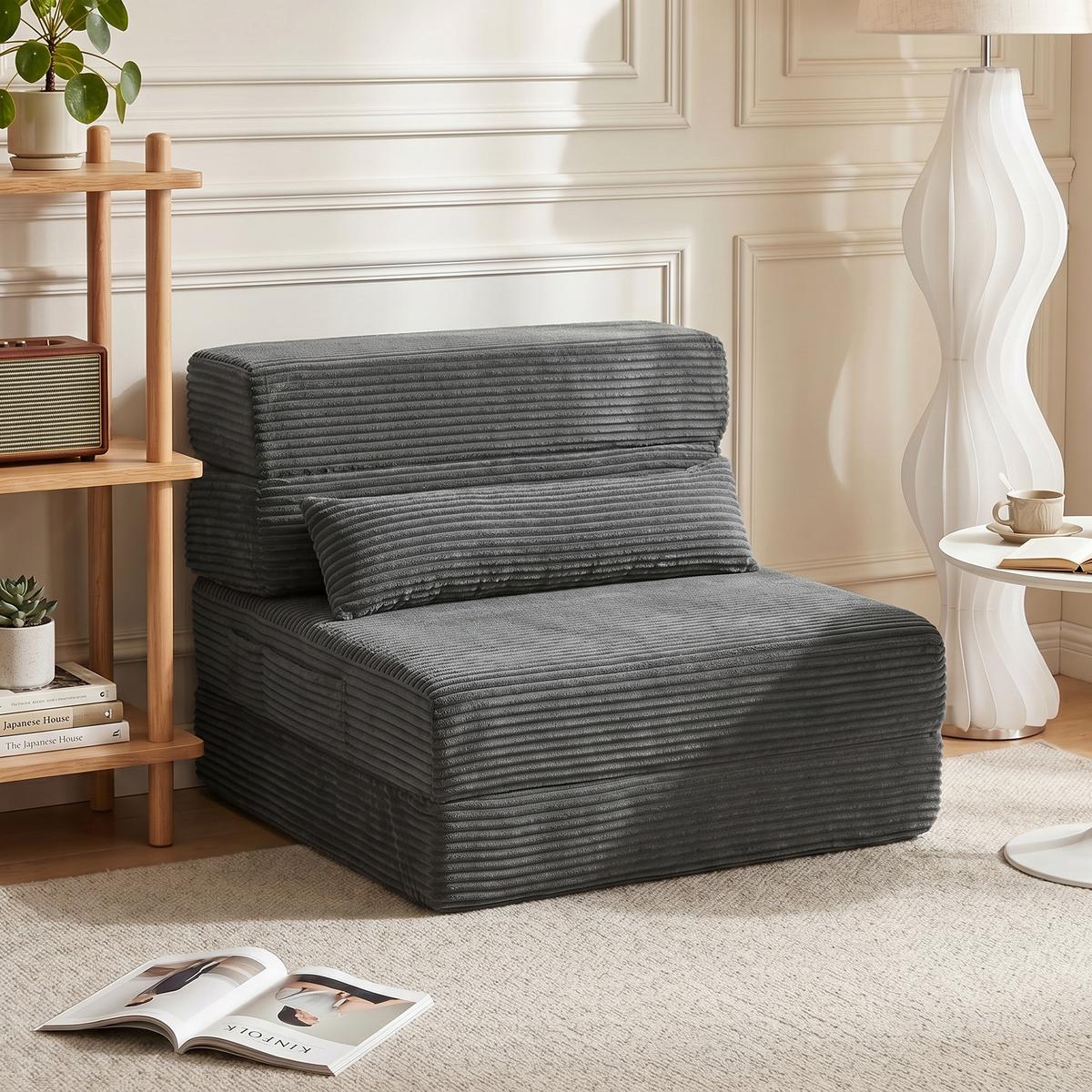 BODENSTUHL Polyester Dunkelgrau - Dunkelgrau, Textil (70/12.5/200cm) - HOMCOM