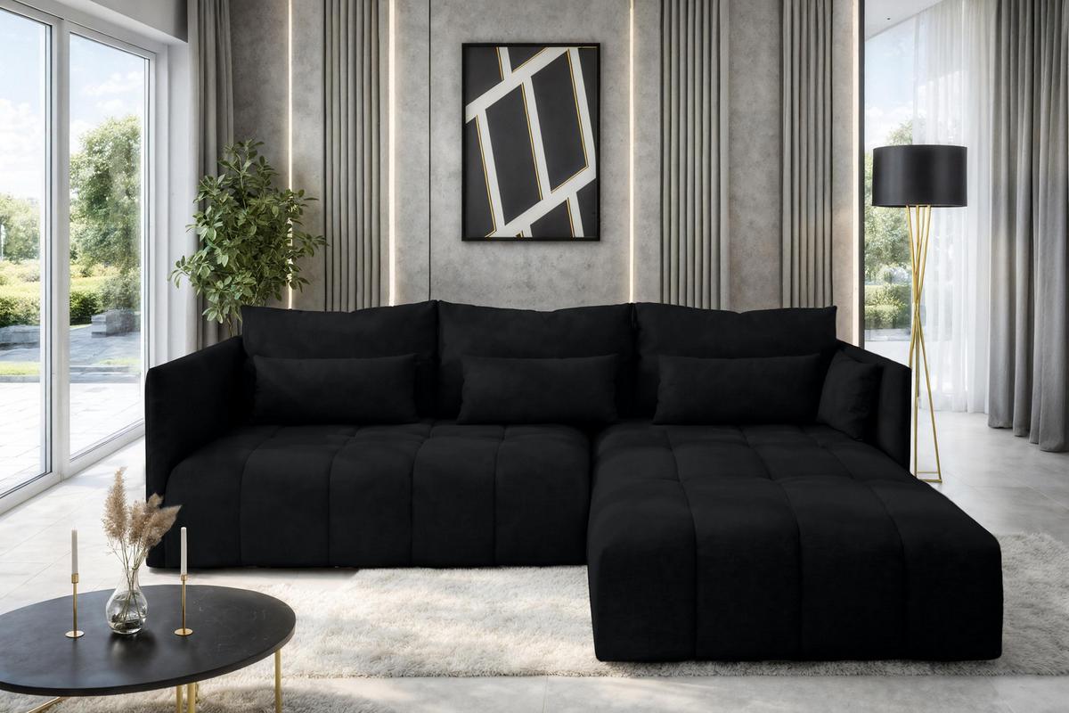 ECKSOFA L Form Gaziante Anthrazit 248/180/83 cm – mit Bettkasten - Schwarz, Kunststoff/Textil (248/180cm) - AX Living