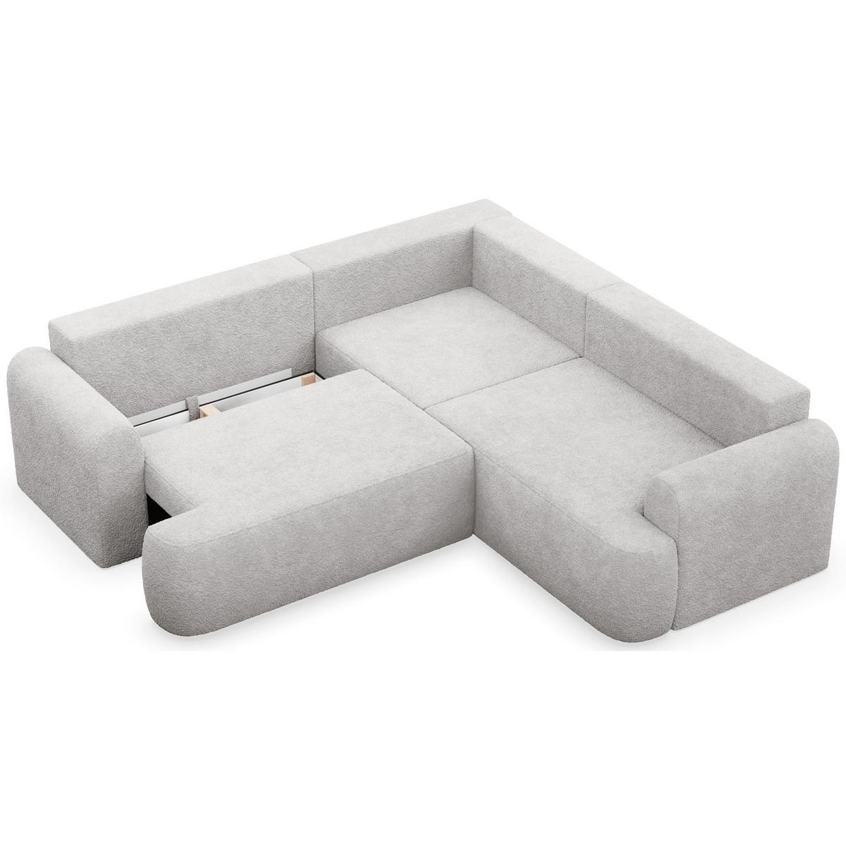 ECKSCHLAFSOFA Ovo HELLGRAUER STOFF universell MIT BETTKASTEN - Hellgrau/Schwarz, Kunststoff/Textil (245/245cm) - Selsey