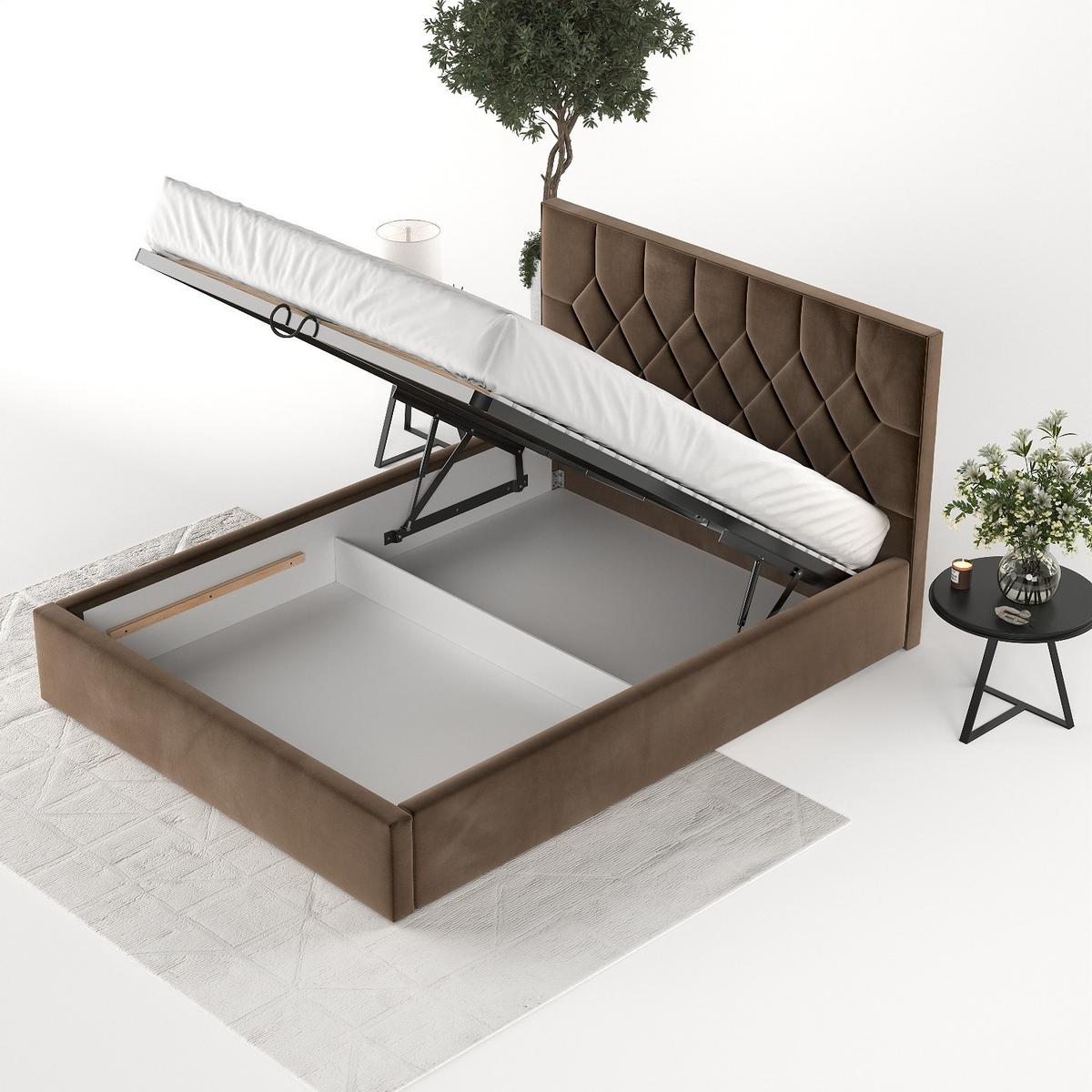 POLSTERBETT Brisa 160/200 cm Braun im Kronos Stoff - Schwarz/Naturfarben, Holz/Holzwerkstoff (160/200cm) - AltaBeds