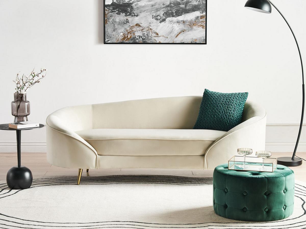 SOFA 3-Sitzer Beige Savar - Beige, Textil (183/75/85cm) - Beliani