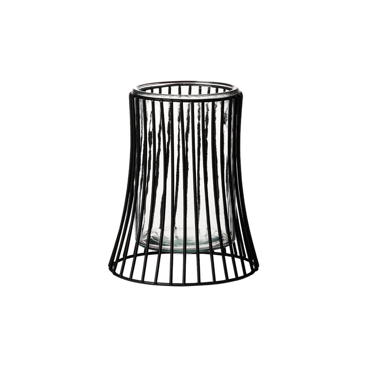 WINDLICHT Nero 17 cm - Transparent/Schwarz, Glas/Metall (14.5/17/14.5cm) - Ritzenhoff Breker