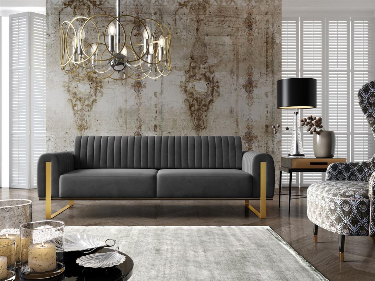 SOFASET Valerie 3-2 - Anthrazit, Holzwerkstoff/Textil (228/79/90cm) - Fun Möbel