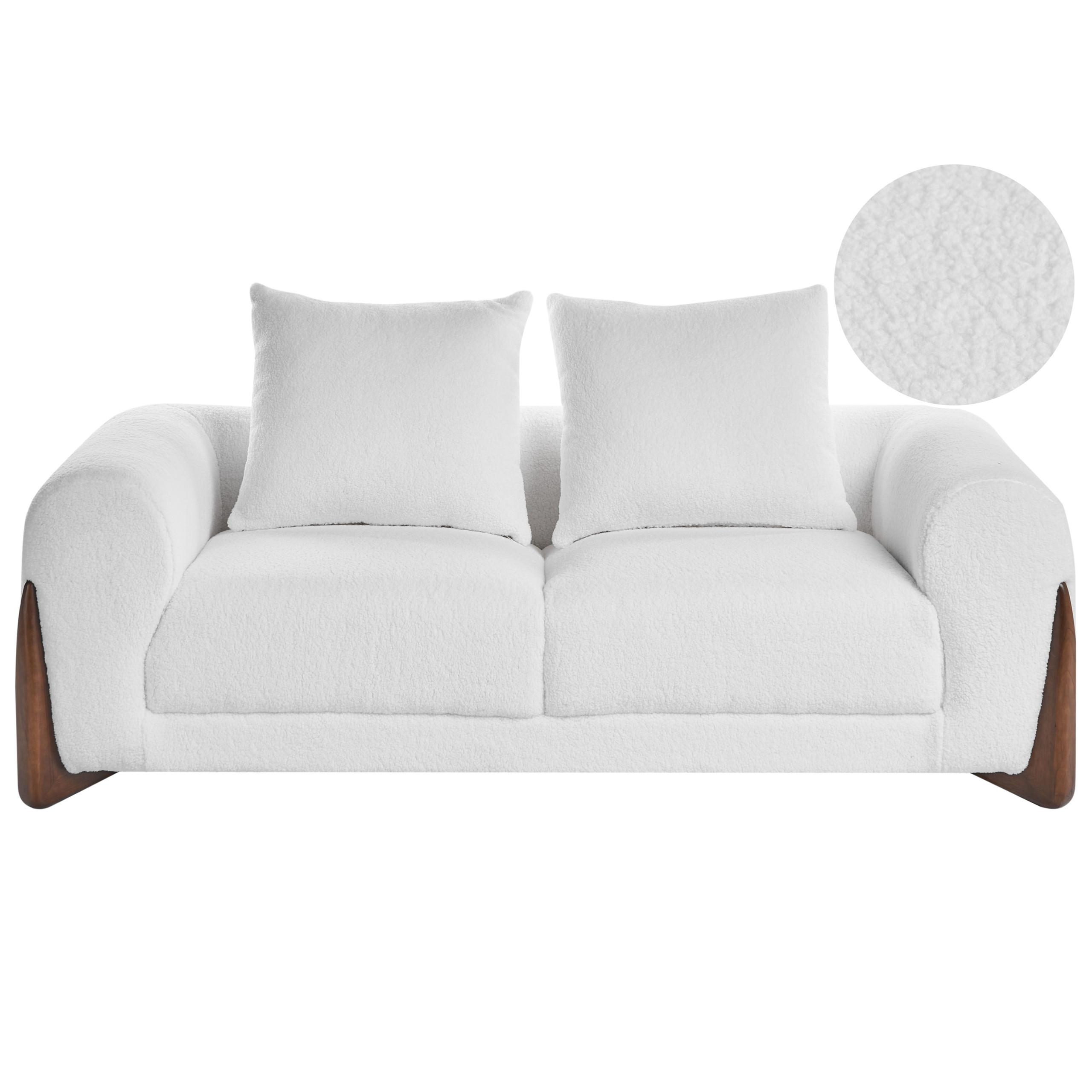2-SITZER-SOFA Bouclé Weiß Vinliden - Dunkelbraun, Textil (180/62/87cm) - Beliani