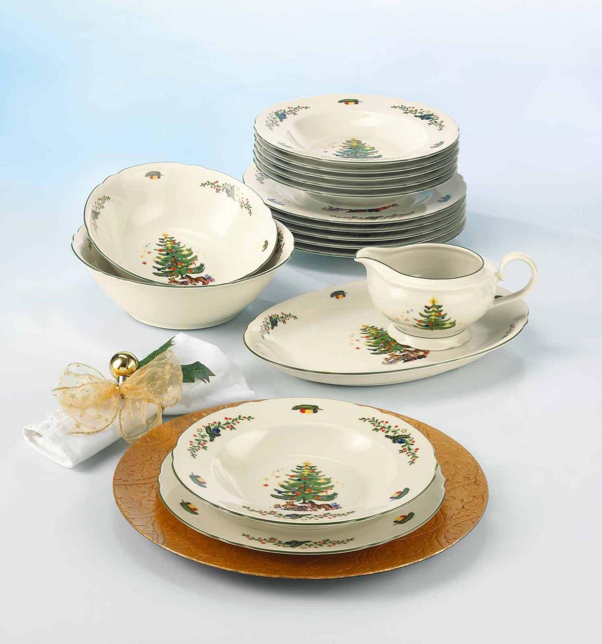 SCHÜSSEL Marieluise Weihnachten weiß-grün ø 20,3 cm - Weiß/Grün, Keramik (20.3cm) - Seltmann Weiden