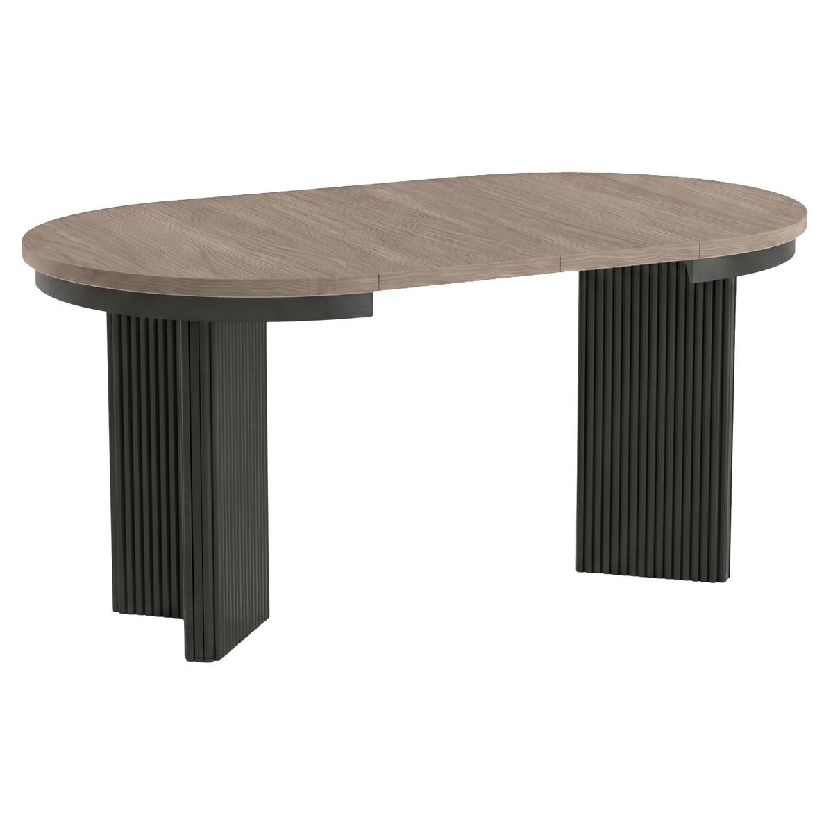 ESSTISCH Prestige runder Design-Tisch, ausziehbar Ø 100–180 cm, Walnuss+Schwarz - Walnussfarben/Schwarz, Metall (100/100/77cm) - Beautysofa