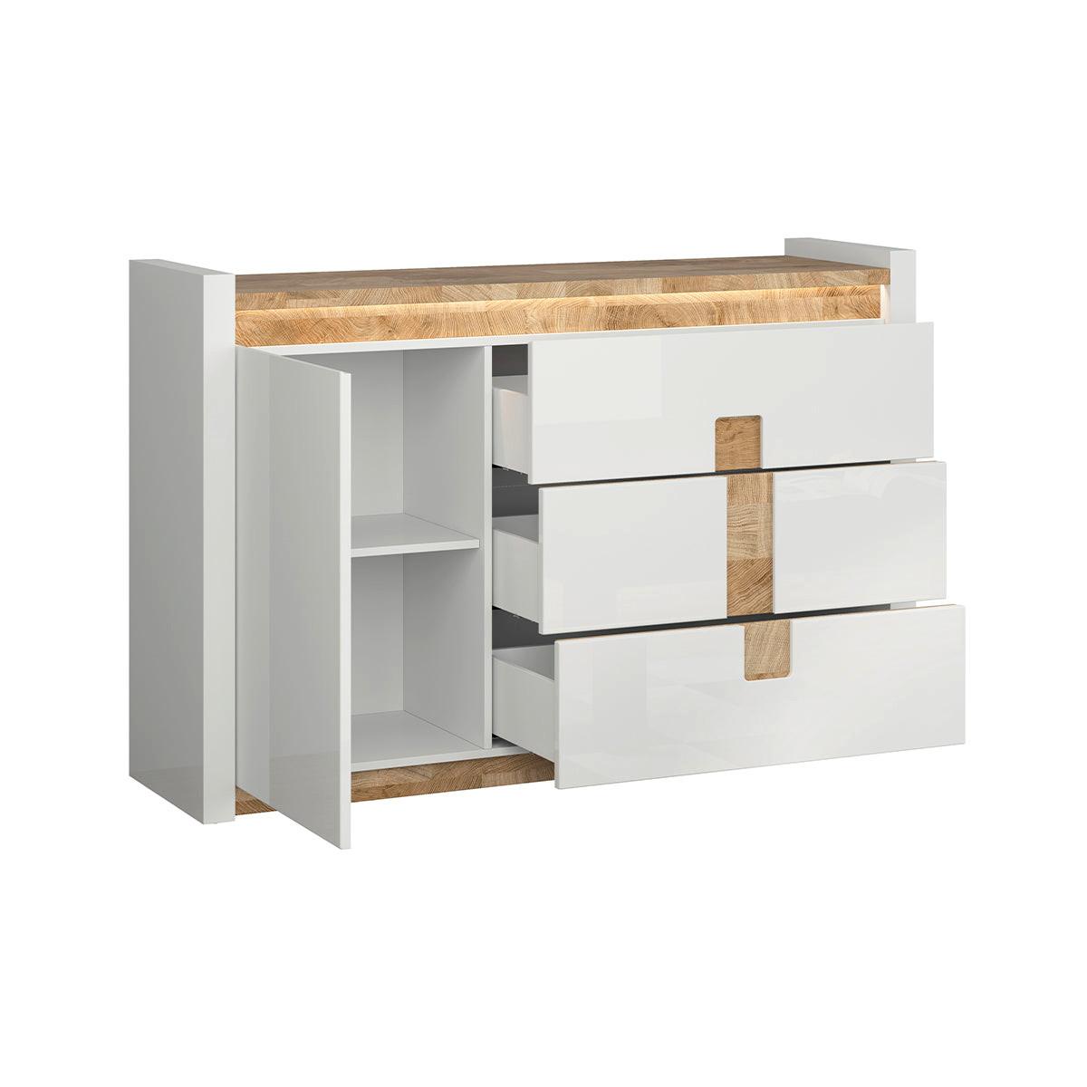 SIDEBOARD Helios Weiß und Holz - Weiß, Holzwerkstoff (147/96.5/41cm) - Petits-meubles