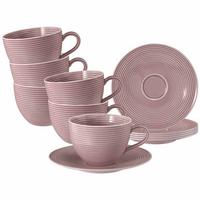 MILCHKAFFEETASSEN MIT UNTERTASSEN Beat Color Glaze Altrosa 350 ml 6er Set - Altrosa, Keramik (16.7/9.3/16.7cm) - Seltmann Weiden
