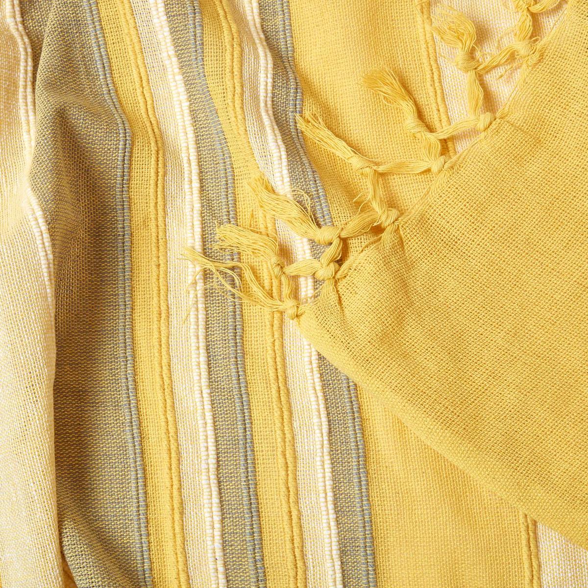 WOHNDECKE Morocco 150/200 cm, 100% Baumwolle gestreift - Gelb, Textil (150/200cm) - Homescapes