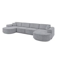 WOHNLANDSCHAFT MARI-U2-v3 - 388x171x83 cm Grau Velours - Schwarz/Grau, Holzwerkstoff/Kunststoff (388/83/171cm) - ALTDECOR