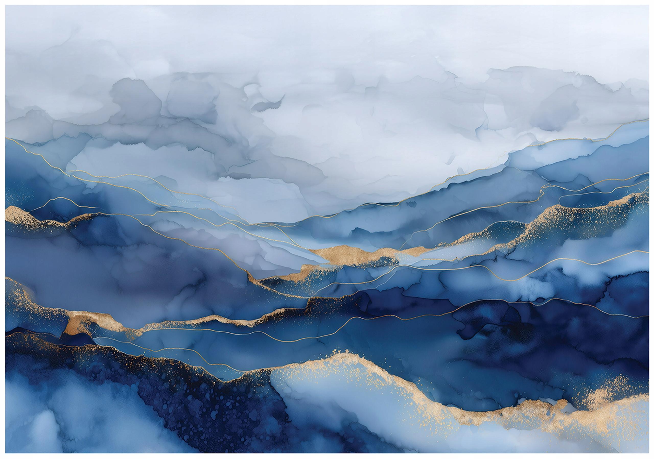 FOTOTAPETE Marmor Abstrakt Blau 300x210 cm - Multicolor, Papier (300/210cm) - Wallarena