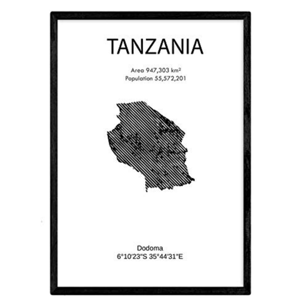 POSTER Länder & Kontinente Tansania A4 Rahmenlos - Klar, Papier (29.7/5/21cm) - Nacnic