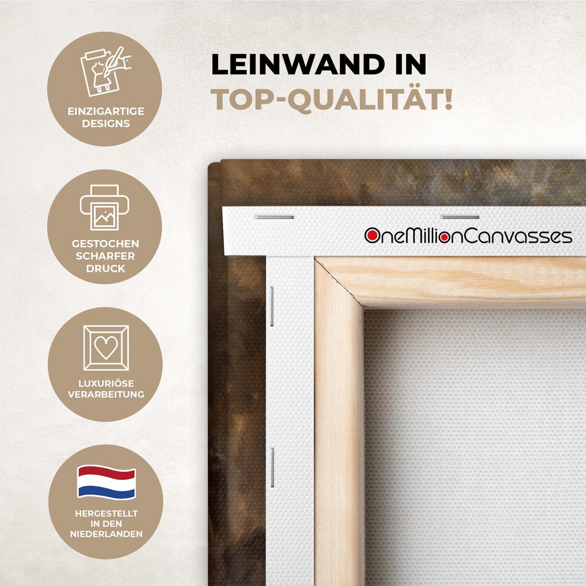 LEINWANDBILD Jesus - Kniend - Waldlandschaft - Betend Gemälde 60x40 cm - Beige/Hellblau, Textil (60/40cm) - MuchoWow