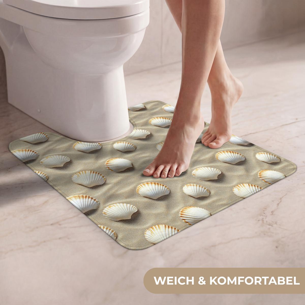 WC-VORLEGER Muscheln - Sand - Maritim Toilettenvorleger 55x60 cm - Sandfarben, Textil (55/1cm) - OnlyWow