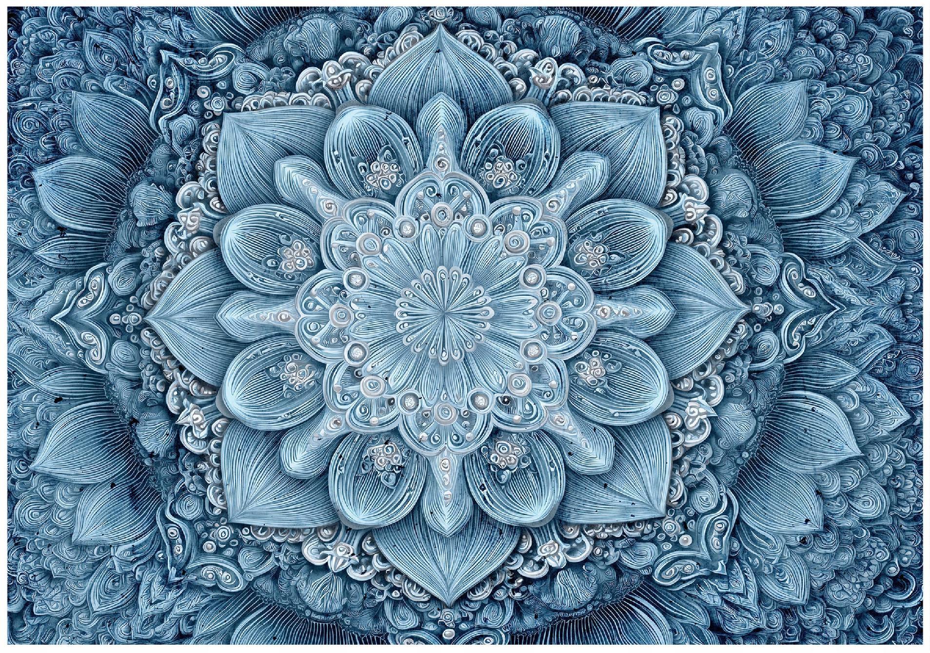 FOTOTAPETE Mandala Abstrakt Blau 250x175 cm - Multicolor, Papier (250/175cm) - Wallarena