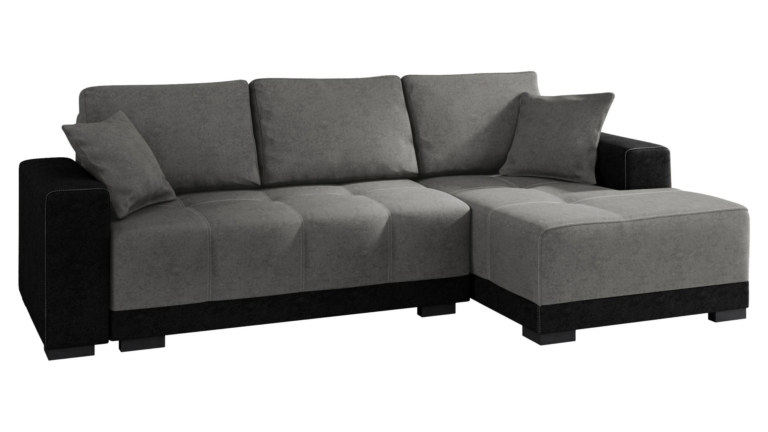 ECKSOFA Dallas, Seite: Rechts - Schwarz/Grau, Holz/Textil (240/140cm) - MIRJAN24