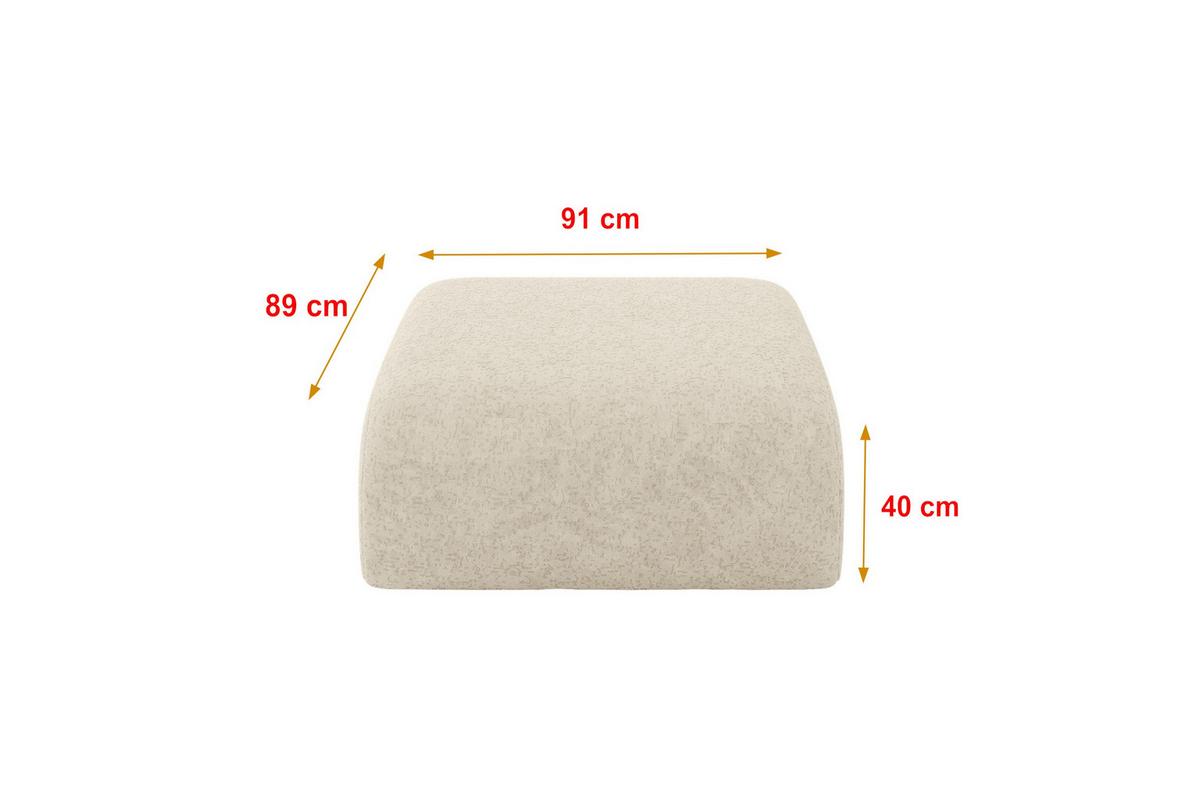 POUF MIRA-PUF 91x89x40 Creme cm Velours Modular Sitzhocker - Creme/Schwarz, Holzwerkstoff/Kunststoff (91/40/89cm) - ALTDECOR