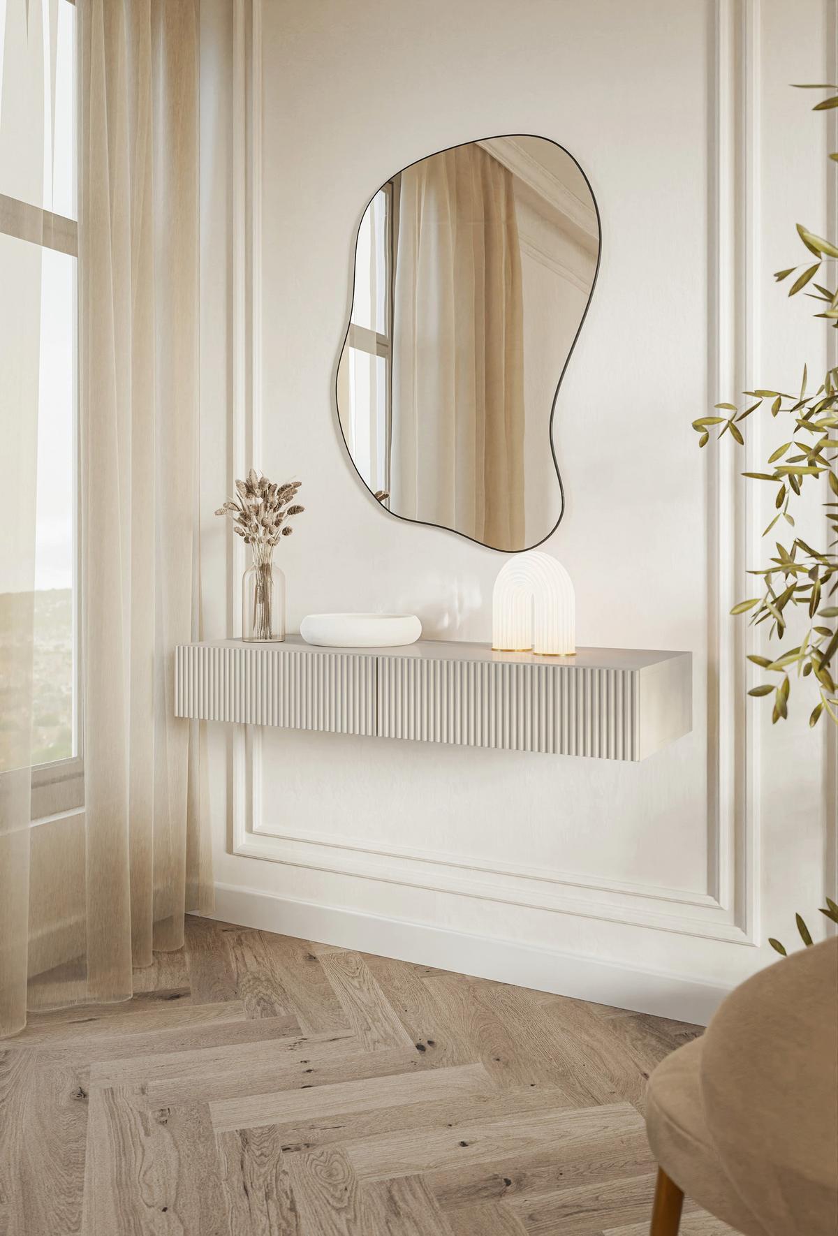 SCHMINKTISCH Veldio Graubeige 110 cm - Taupe, Holzwerkstoff (110/16/40cm) - Selsey