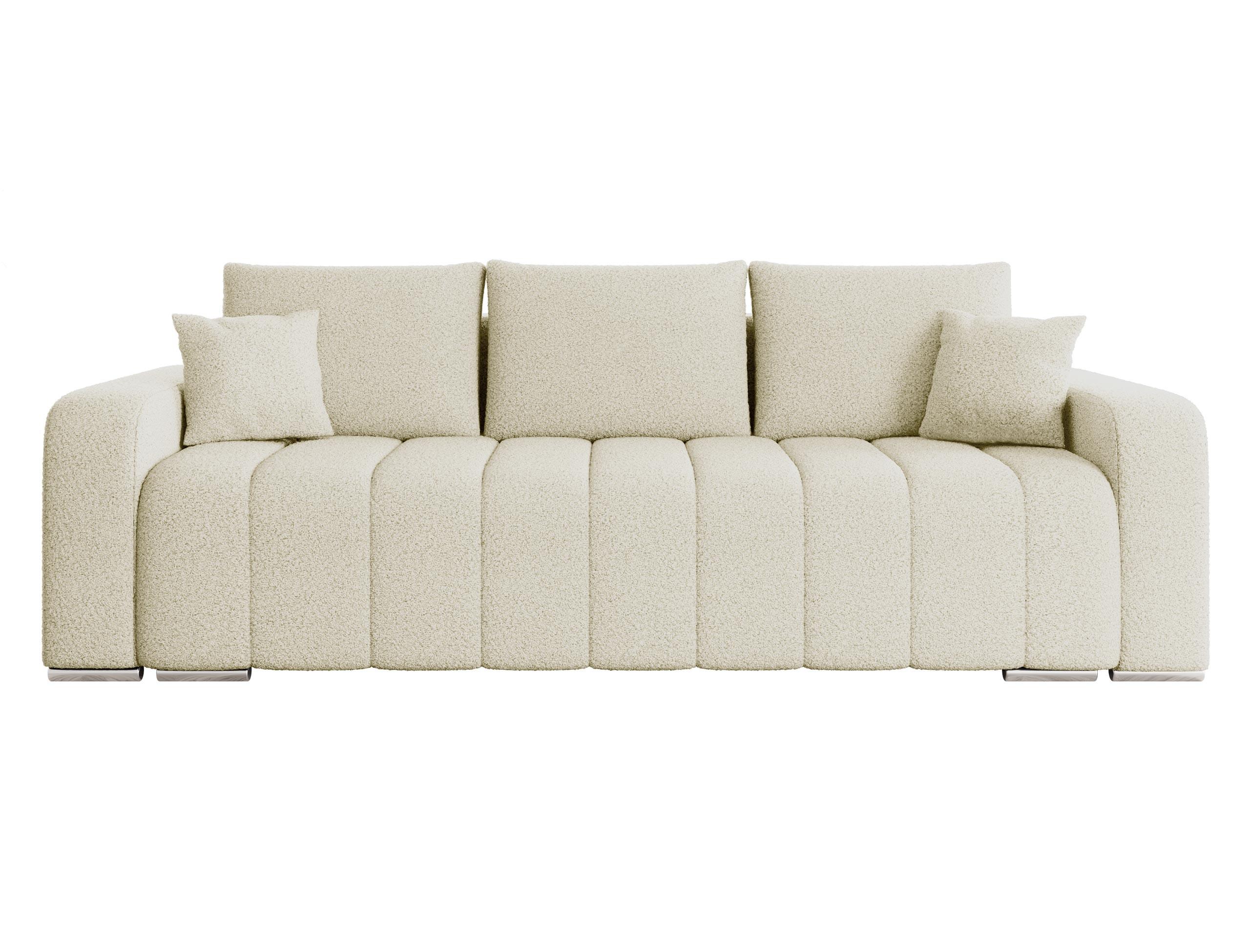 SCHLAFSOFA Pufetto Boucle - Silberfarben/Creme, Holz/Textil (244/86/90cm) - MIRJAN24