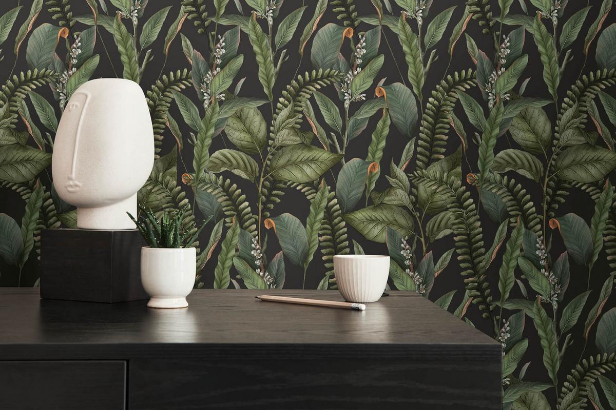 VLIESTAPETE Grün 53/1005 cm - Schwarz, Textil (53/1cm) - KUNSTLOFT