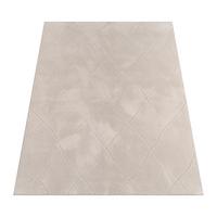 KURZFLORTEPPICH Waschbar, mit Rauten-Struktur, Creme, 60 x 100 cm - Beige, Textil (100/60cm) - KADIMA DESIGN