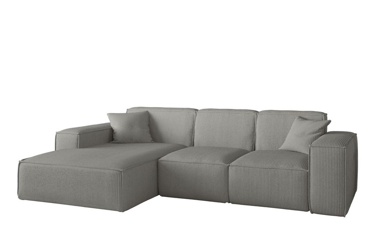 ECKSOFA Celes Premium Stoff Scala - Grau, Holzwerkstoff/Textil (266/165cm) - Fun Möbel