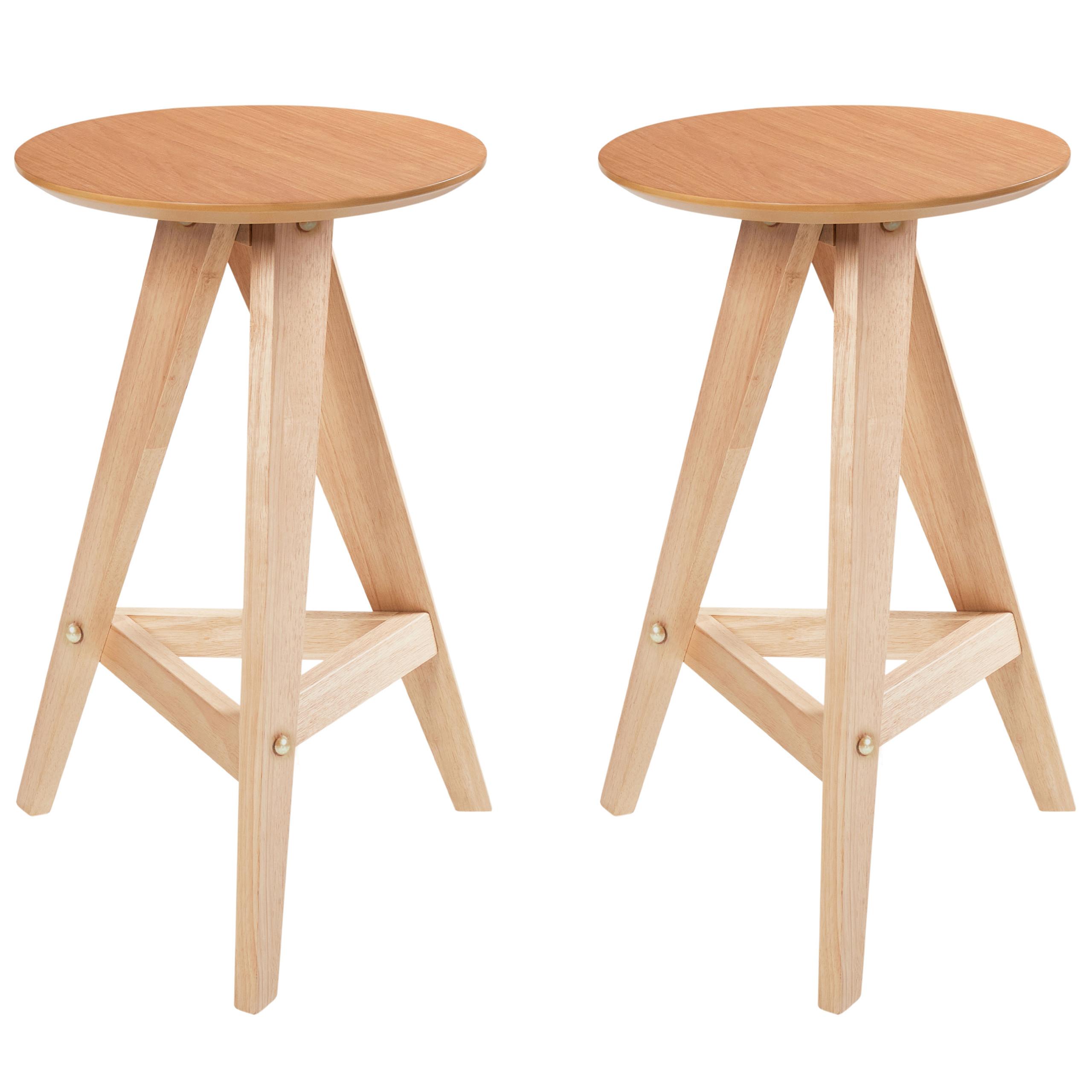 BARHOCKER 2er-Set Holz Hellbraun Aroma - Hellbraun, Holz (43/62/43cm) - Beliani