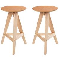 BARHOCKER 2er-Set Holz Hellbraun Aroma - Hellbraun, Holz (43/62/43cm) - Beliani