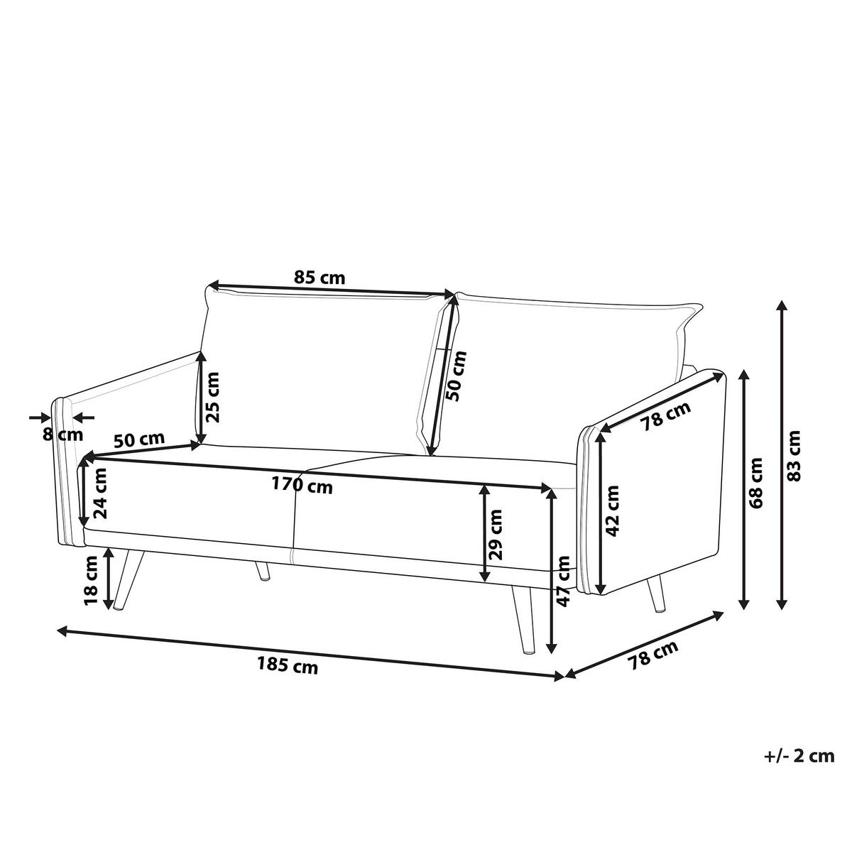 3-SITZER-SOFA Samtstoff Grau Maura - Grau, Textil (185/83/78cm) - Beliani