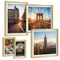 BILDER SET 5er Set - 50x50 cm & 20x30 cm & 40x60 cm Goldrahmen - Venezianische Straßen Wasserarchitektur - Goldfarben, Kunststoff (40/60cm) - TULUP