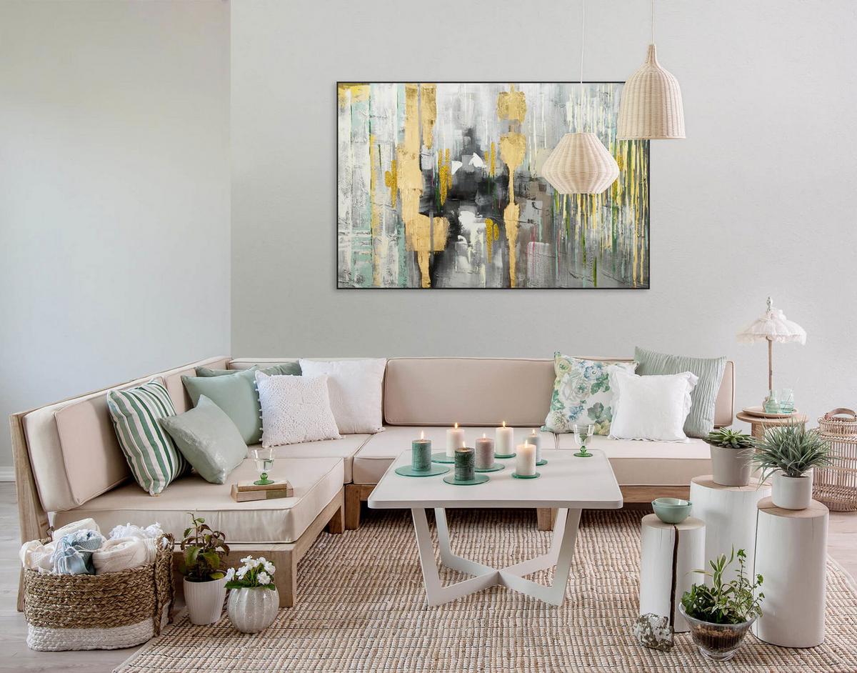 ÖLGEMÄLDE 120/80 cm - Gelb, Holz/Textil (120/80cm) - KUNSTLOFT
