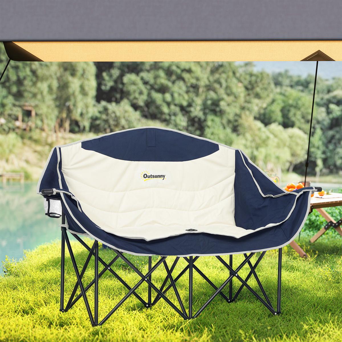 CAMPINGSTUHL Metall Oxfordstoff Blau - Blau, Textil/Metall (50/90/143cm) - Outsunny