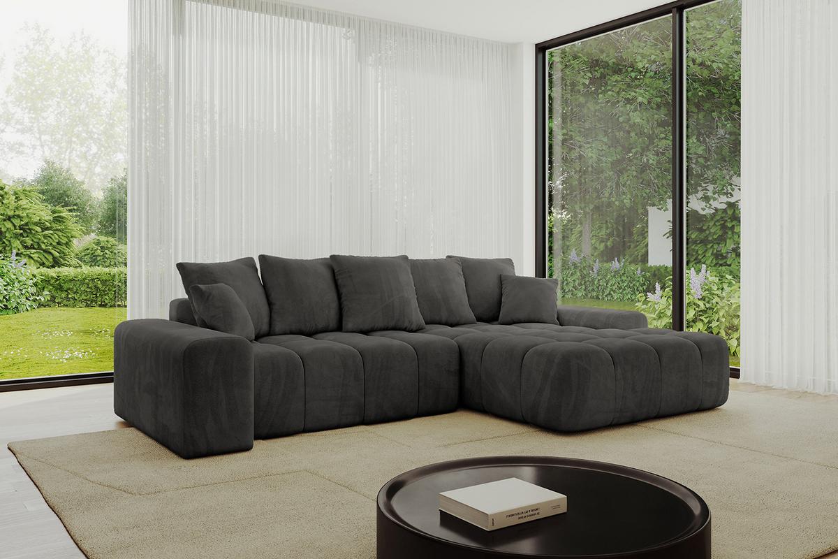 ECKSOFA Ottomane Rechts ENSI-L - 267x164x69 cm Anthrazit - Anthrazit, Holzwerkstoff/Kunststoff (164/267cm) - ALTDECOR